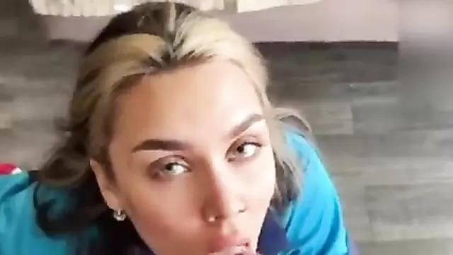 Cute girl takes a load in her mouth from her Russian neighbor