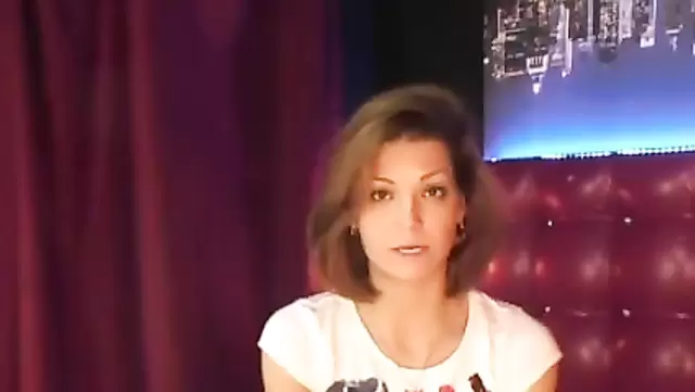 Woman talking on camera in Russia